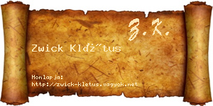 Zwick Klétus névjegykártya